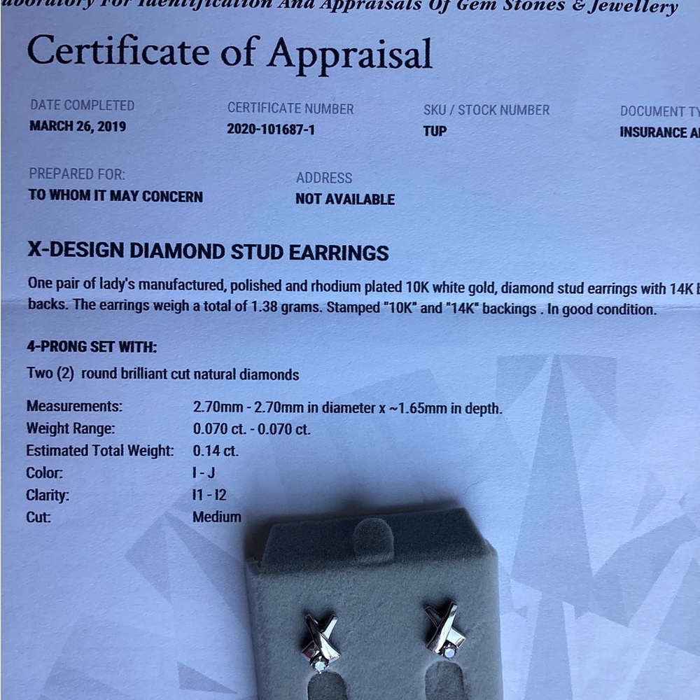 X-Design Diamond Stud Earrings in White Gold